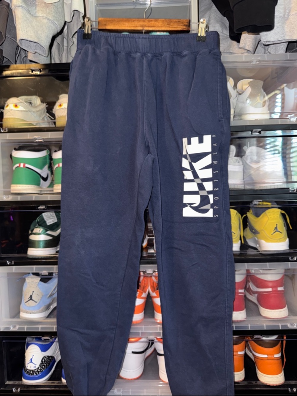 Nike Men’s Navy Sweatpants with Vertical White Logo